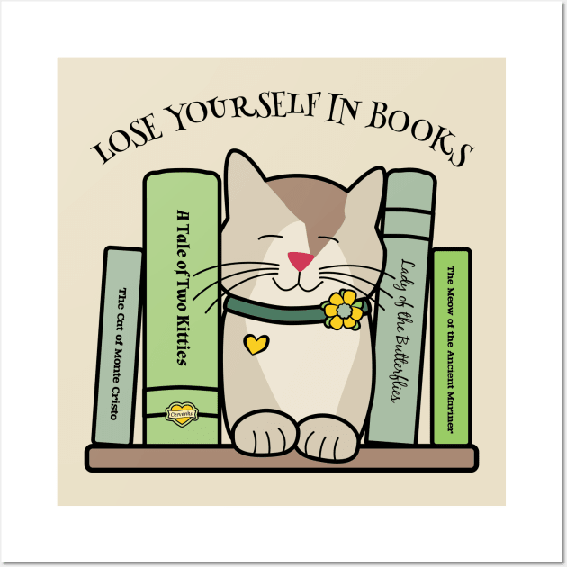 Lose Yourself in Books Library Cat Wall Art by Sue Cervenka